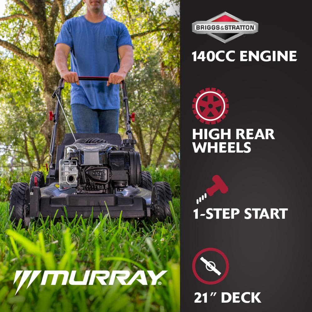 Murray MNA152703 21 in. 140 cc Briggs and Stratton Walk Behind Gas Push Lawn Mower with Height Adjustment and with Mulch Bag