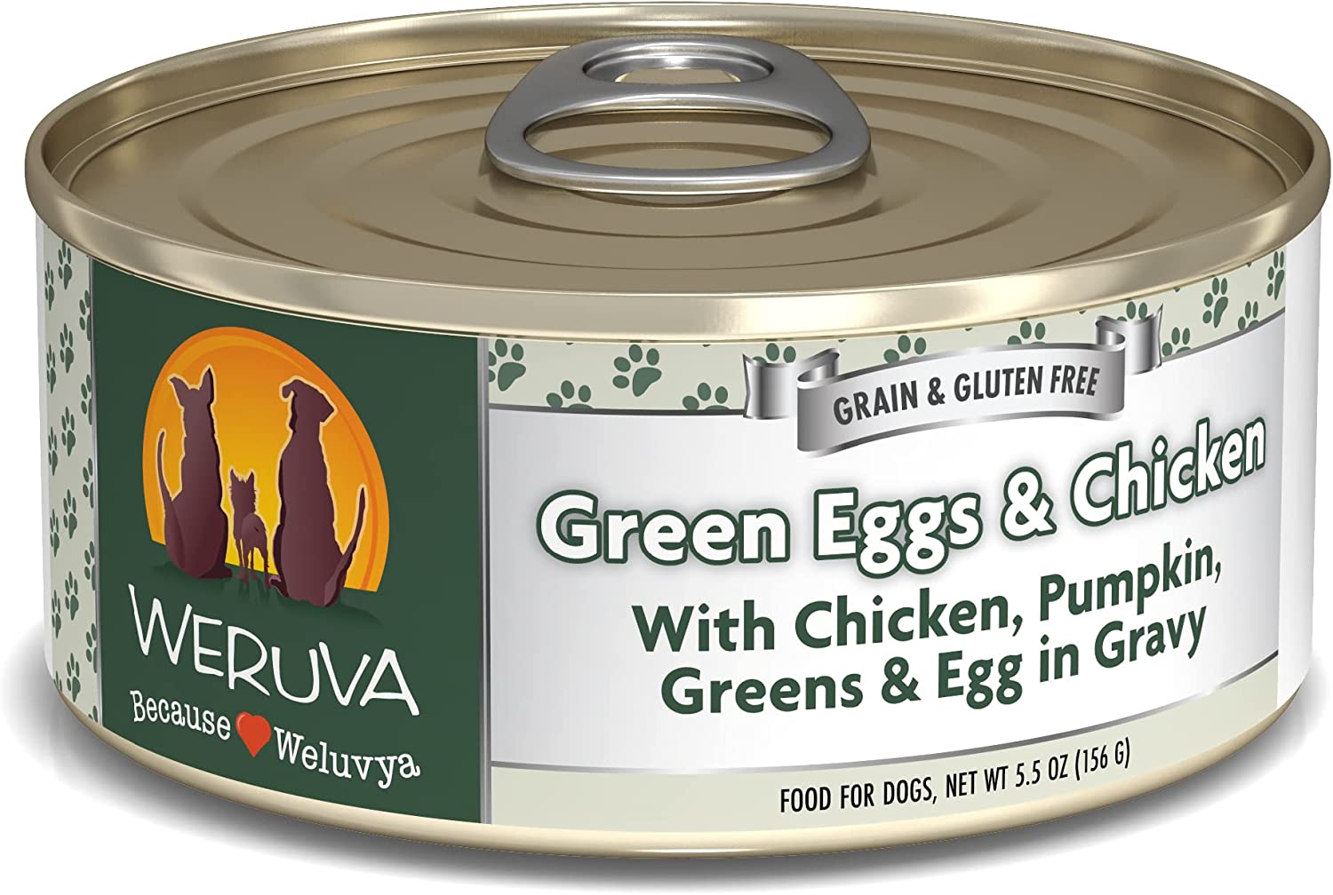 Weruva Green Eggs & Chicken with Chicken Egg & Greens in Gravy Grain-Free Canned Dog Food 5.5 Ounce (Pack of 24)