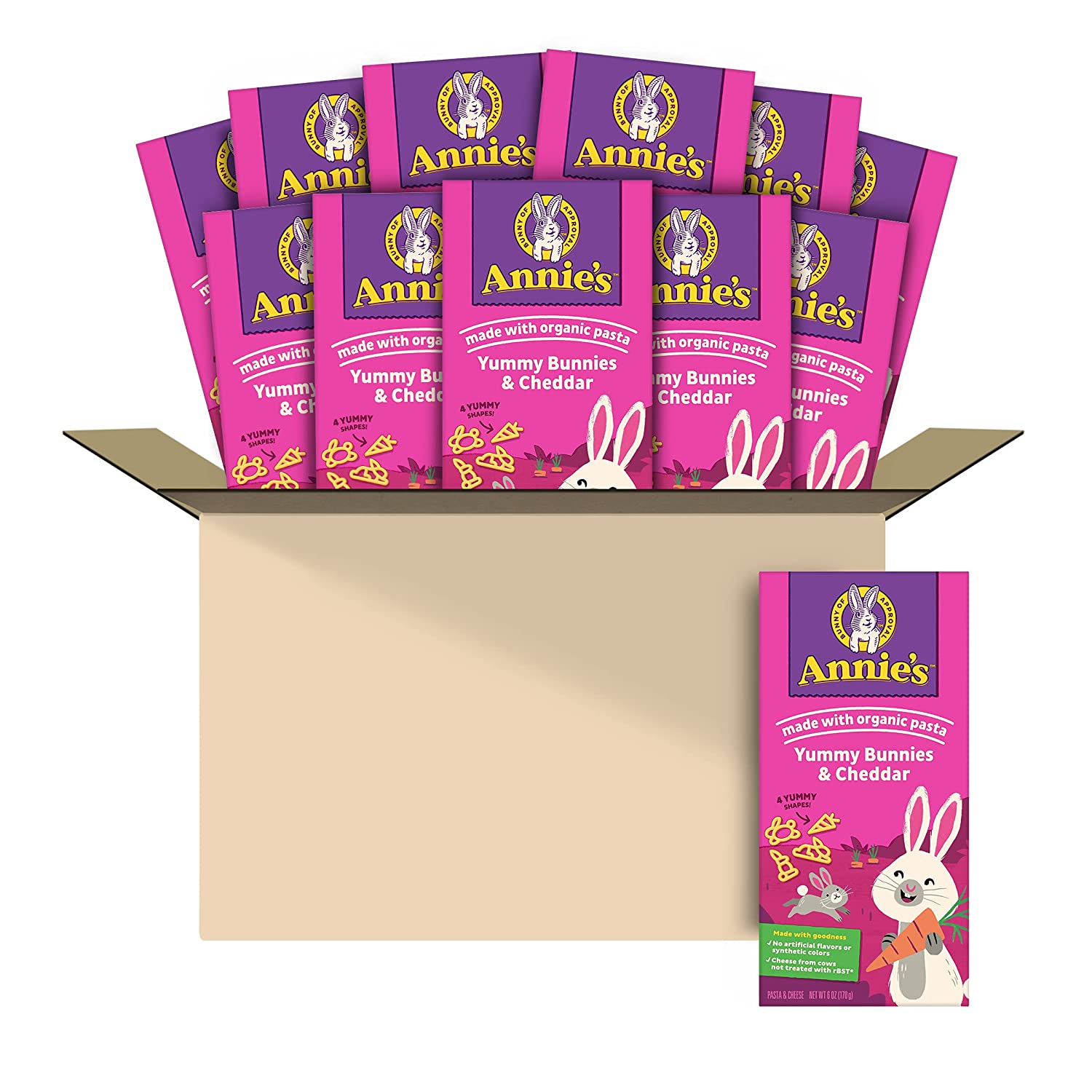 Annie-s Bunny Shape Pasta & Yummy Cheese Macaroni and Cheese. 6 oz (Pack of 12)