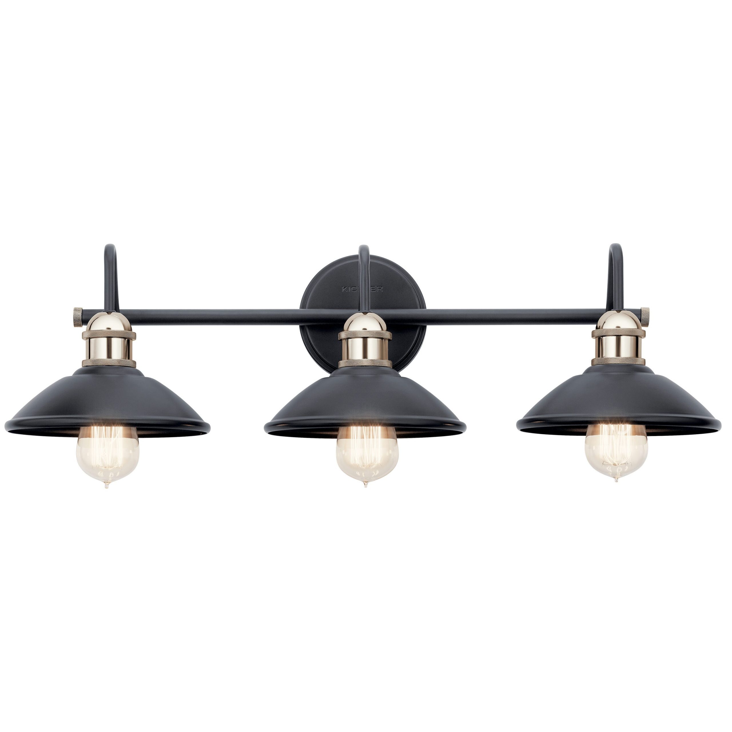 Kichler 45945BK Clyde 26.25-in 3-Light Black Industrial Vanity Light
