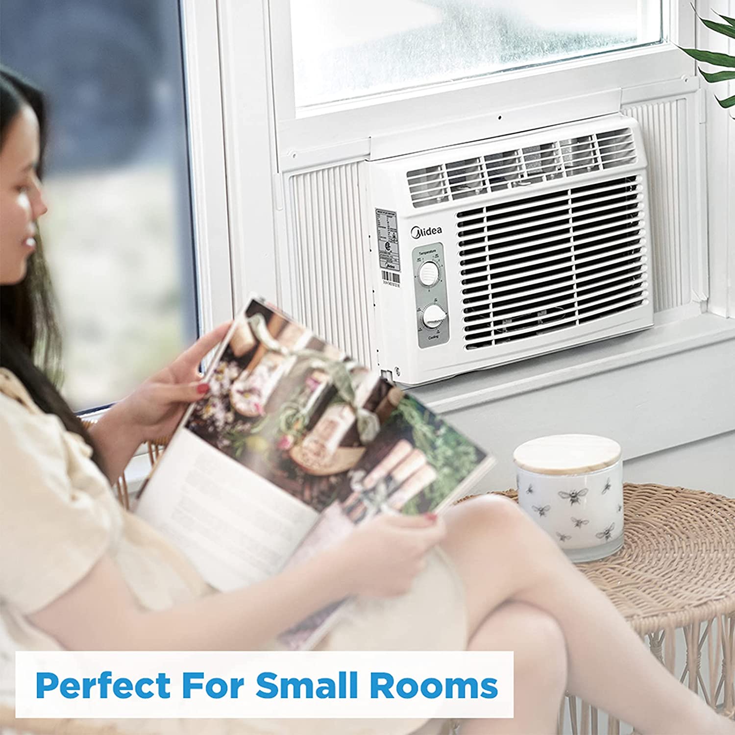 Midea 5.000 BTU EasyCool Window Air Conditioner and Fan - Cool up to 150 Sq. Ft. with Easy to Use Mechanical Control and Reusable Filter