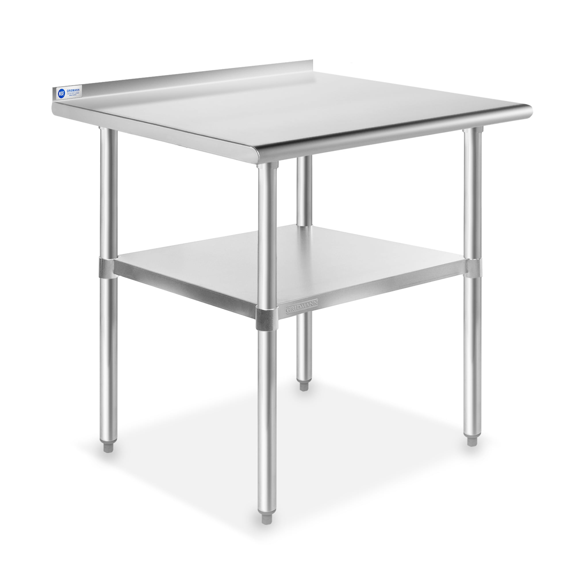 Gridmann NSF Stainless-Steel Commercial Kitchen Prep & Work Table with Backsplash - 30 x 24 Inches