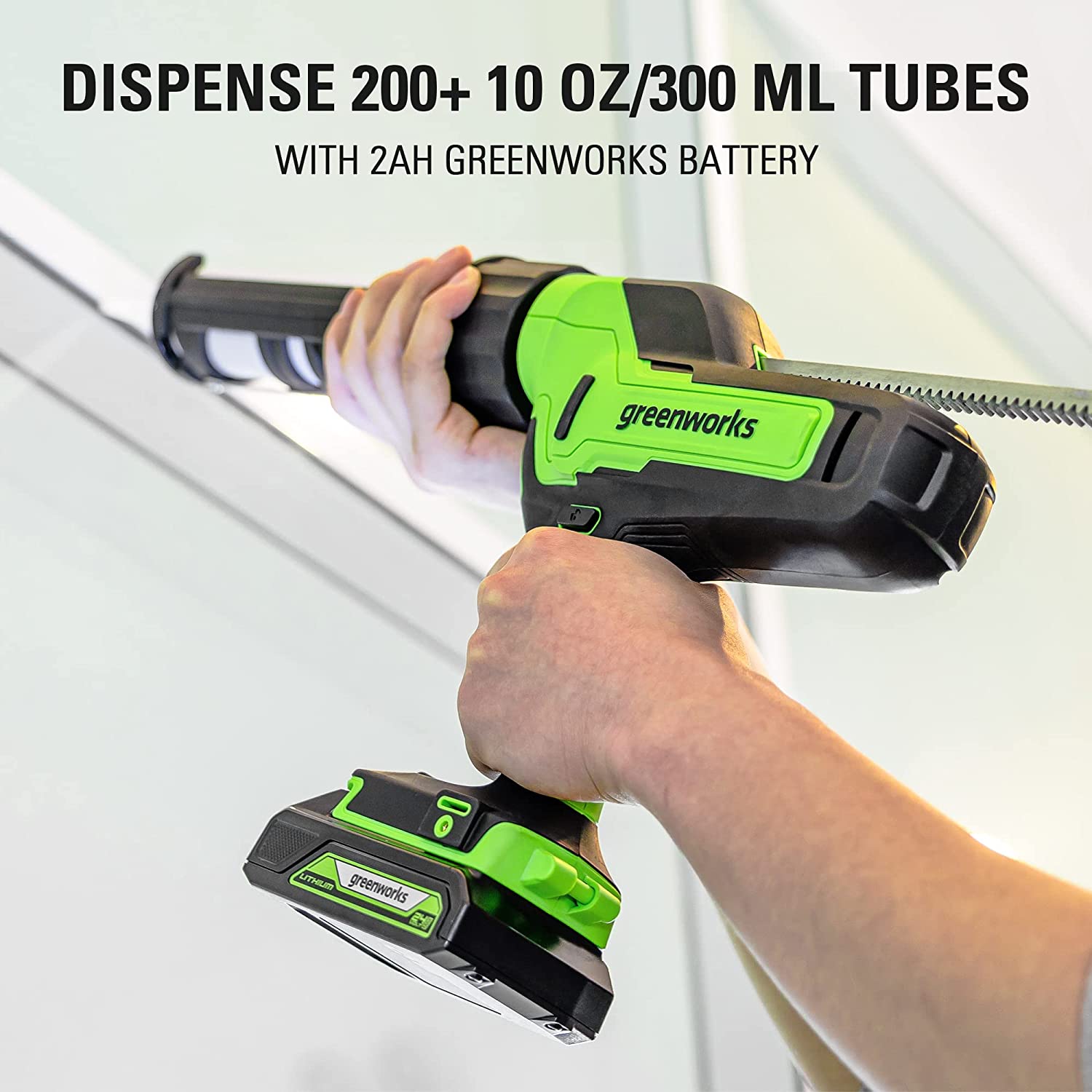 Greenworks 24V Cordless Caulk Gun 6-Speed Anti-Dripping with 2Ah Battery and Changer