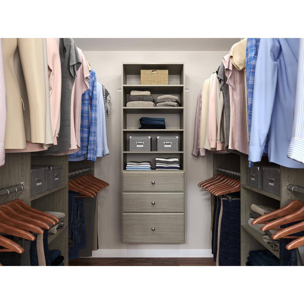 Closet Evolution GR30 Premier 25 in. W Rustic Grey Wood Closet Tower
