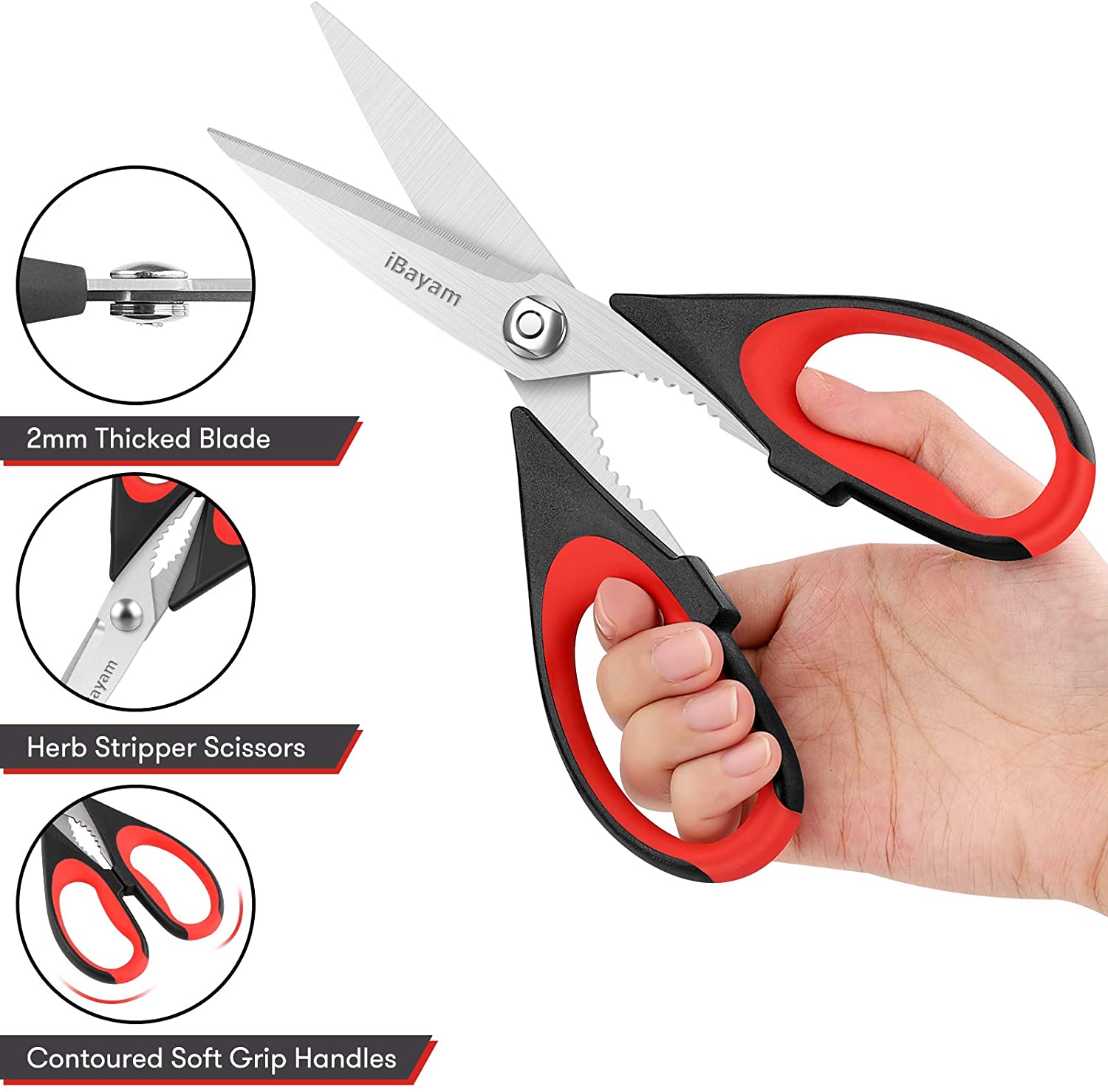 Kitchen Shears. iBayam 2-Pack Kitchen Scissors Heavy Duty Meat Scissors