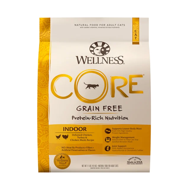 Wellness CORE Natural Grain Free Chicken & Turkey Dry Indoor Cat Food. 11-Pound Bag