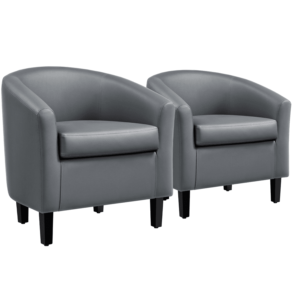 Easyfashion Tub Chair. Set of 2. Gray Faux Leather