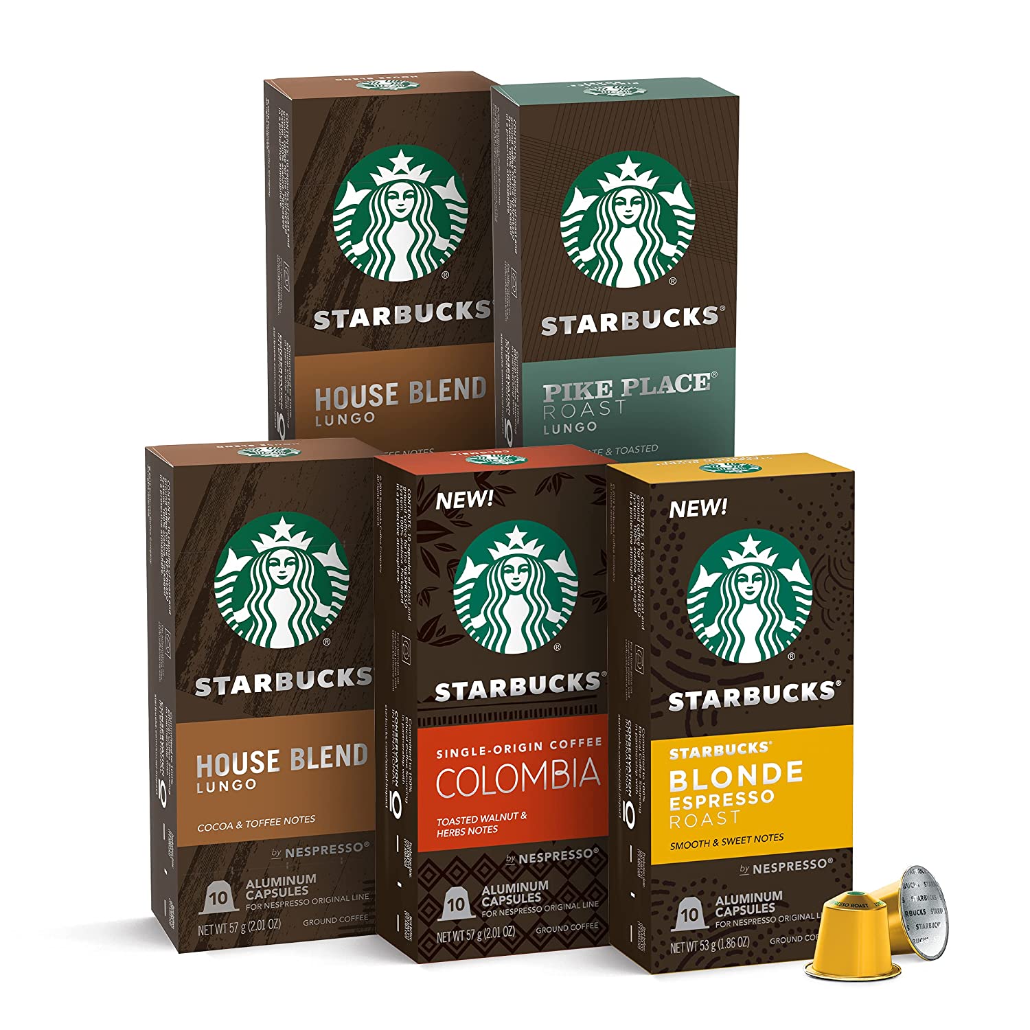 Starbucks by Nespresso Mild Variety Pack Coffee (50-count single serve capsules. compatible with Nespresso Original Line System)