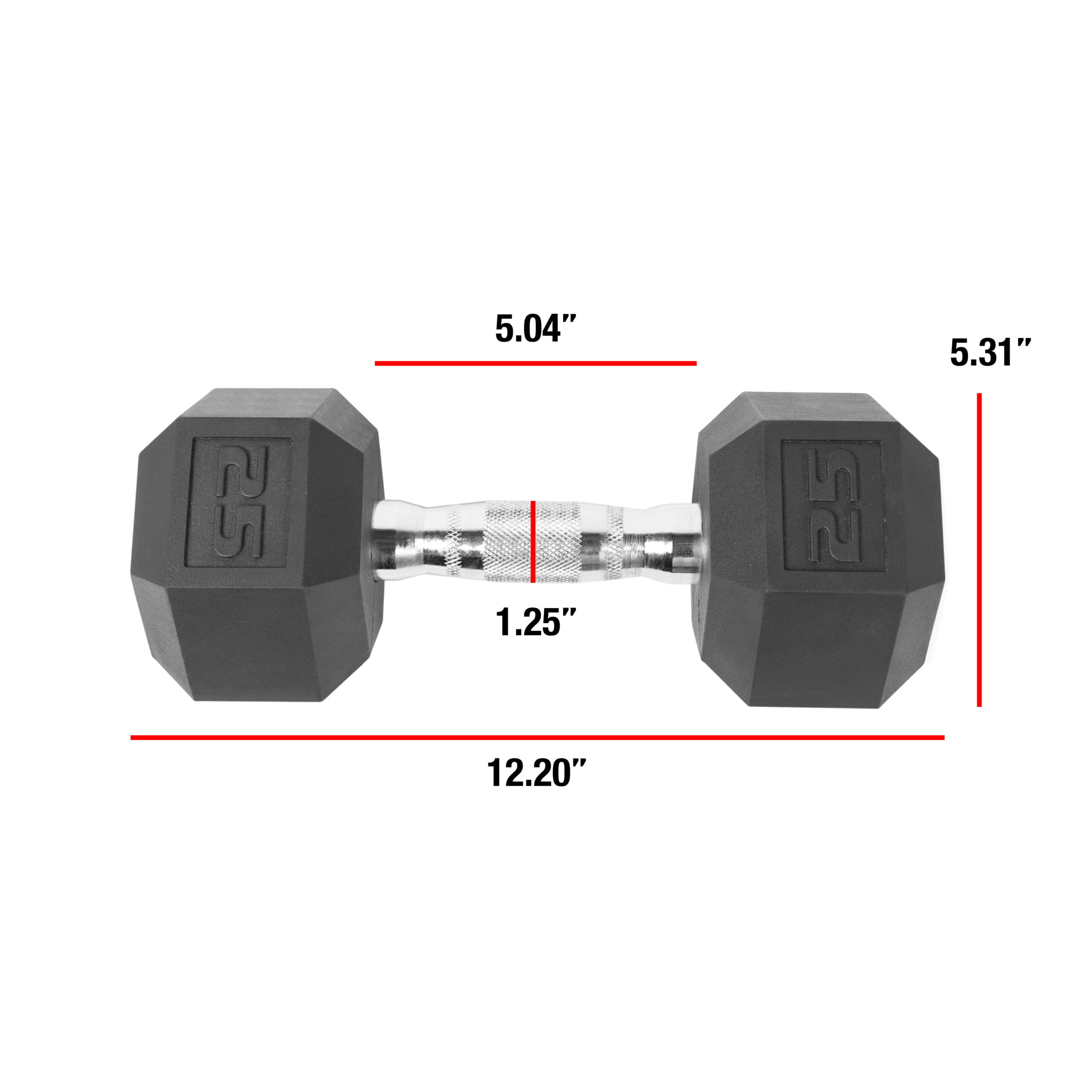 CAP Barbell. 25lb Coated Rubber Hex Dumbbell. Pair (Ships in 2 Boxes)