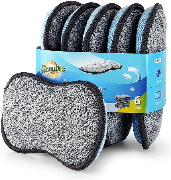 Multi-Purpose Scrub Sponges for Kitchen by Scrub- it - Non-Scratch Microfiber