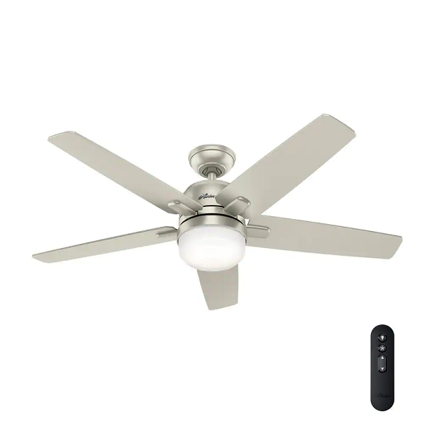Cavera II 52 in. Matte Nickel Wifi-Enabled Smart Ceiling Fan Light Kit & Remote