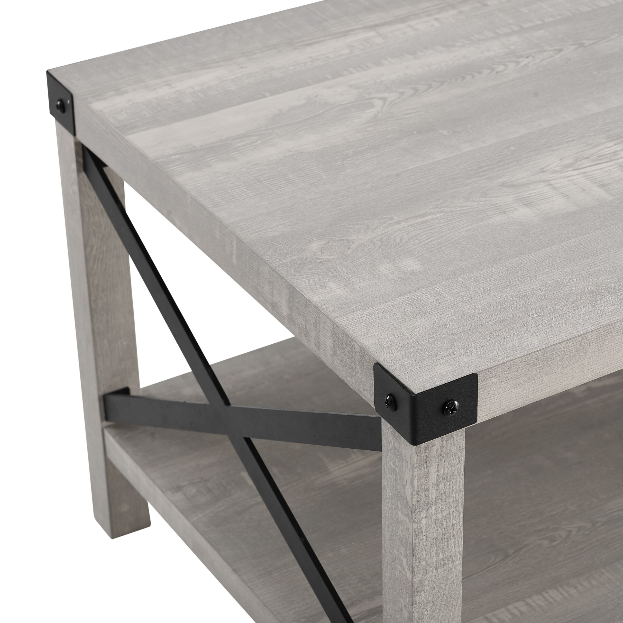 Woven Paths Magnolia Metal X Coffee Table. Stone Grey