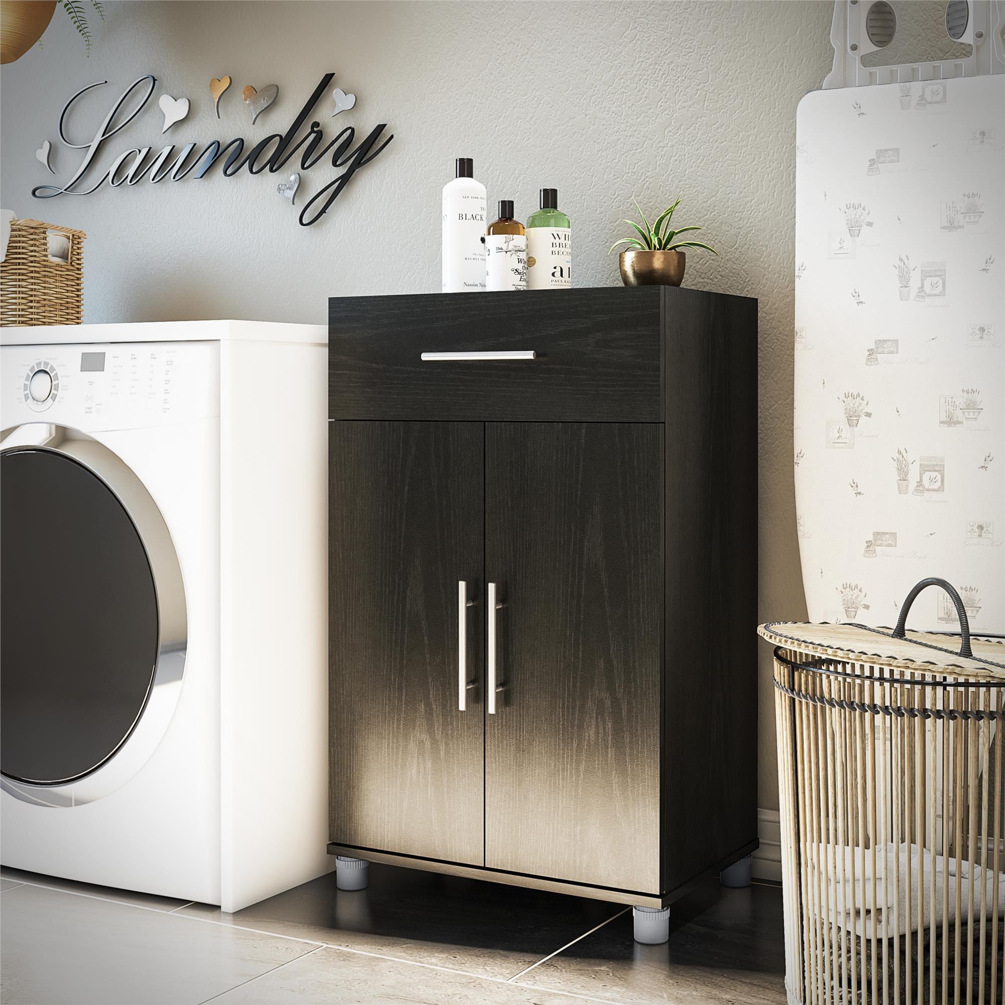 Ameriwood Home Camberly 23.46-in W x 39.2-in H Wood Composite Black Oak/Nightfall Oak Freestanding Utility Storage Cabinet