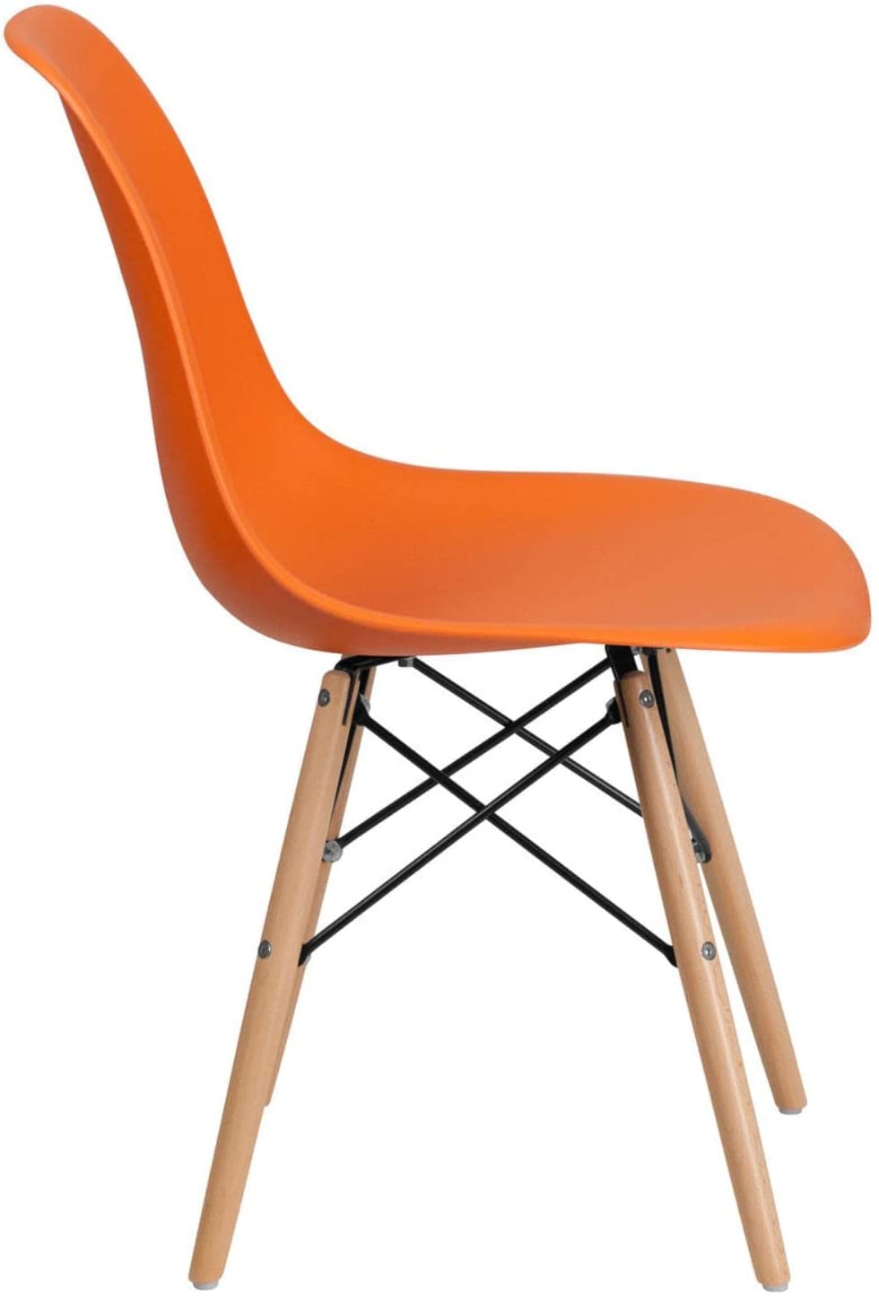 Flash Furniture Elon Series Orange Plastic Chair with Wooden Legs (‎FH-130-DPP-OR-GG)