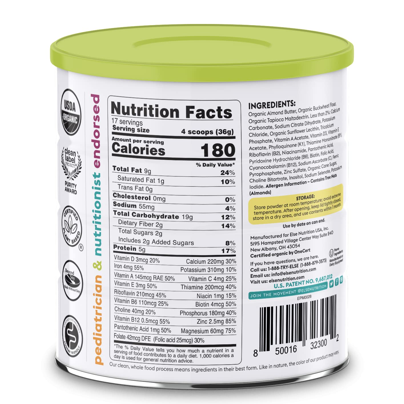 Else Plant-Based Complete Nutrition Formula for Toddlers. 22 Oz.1.38 Pound (Pack of 1)