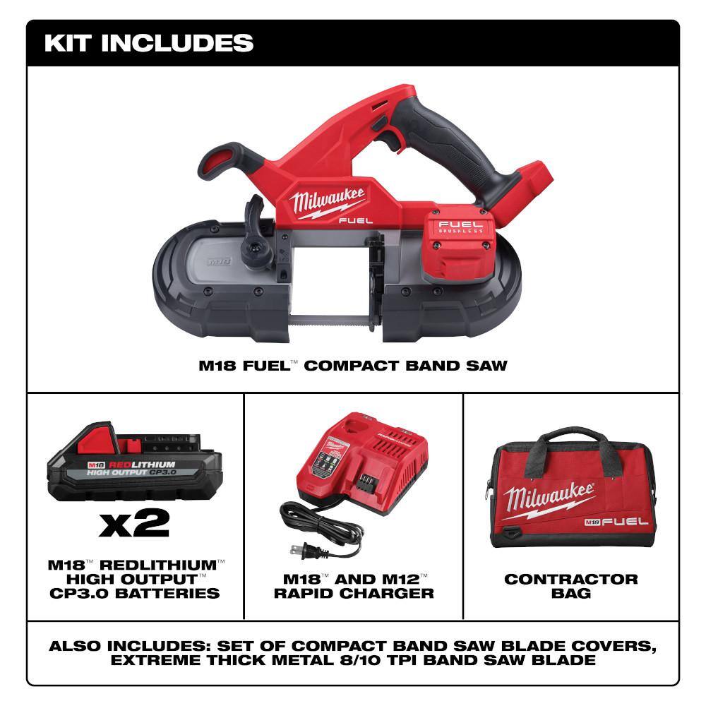 Milwaukee 2829-22-2627-20 M18 FUEL 18-Volt Lithium-Ion Brushless Cordless Compact Bandsaw Kit with M18 Cut-Out Tool