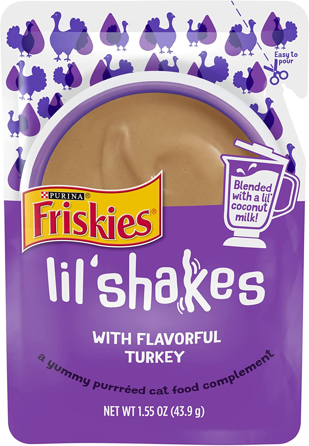 Purina Friskies Wet Cat Food Complement Lil- Shakes With Flavorful Turkey (16) 1.55 oz Pouches