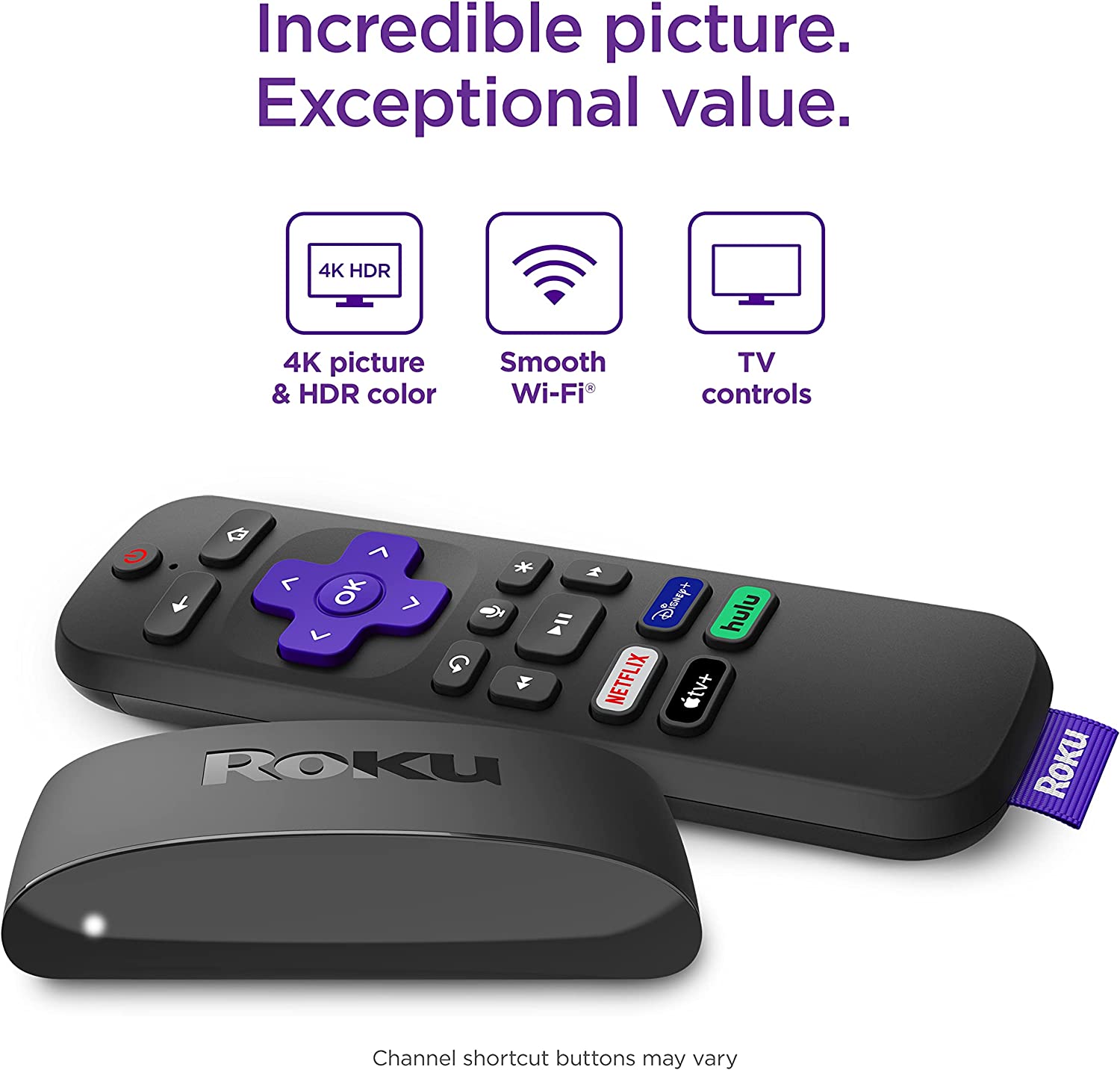 Roku Express 4K+ 2021 | Streaming Media Player HD/4K/HDR with Smooth Wireless Streaming and Roku Voice Remote with TV Controls. Includes Premium HDMI® Cable