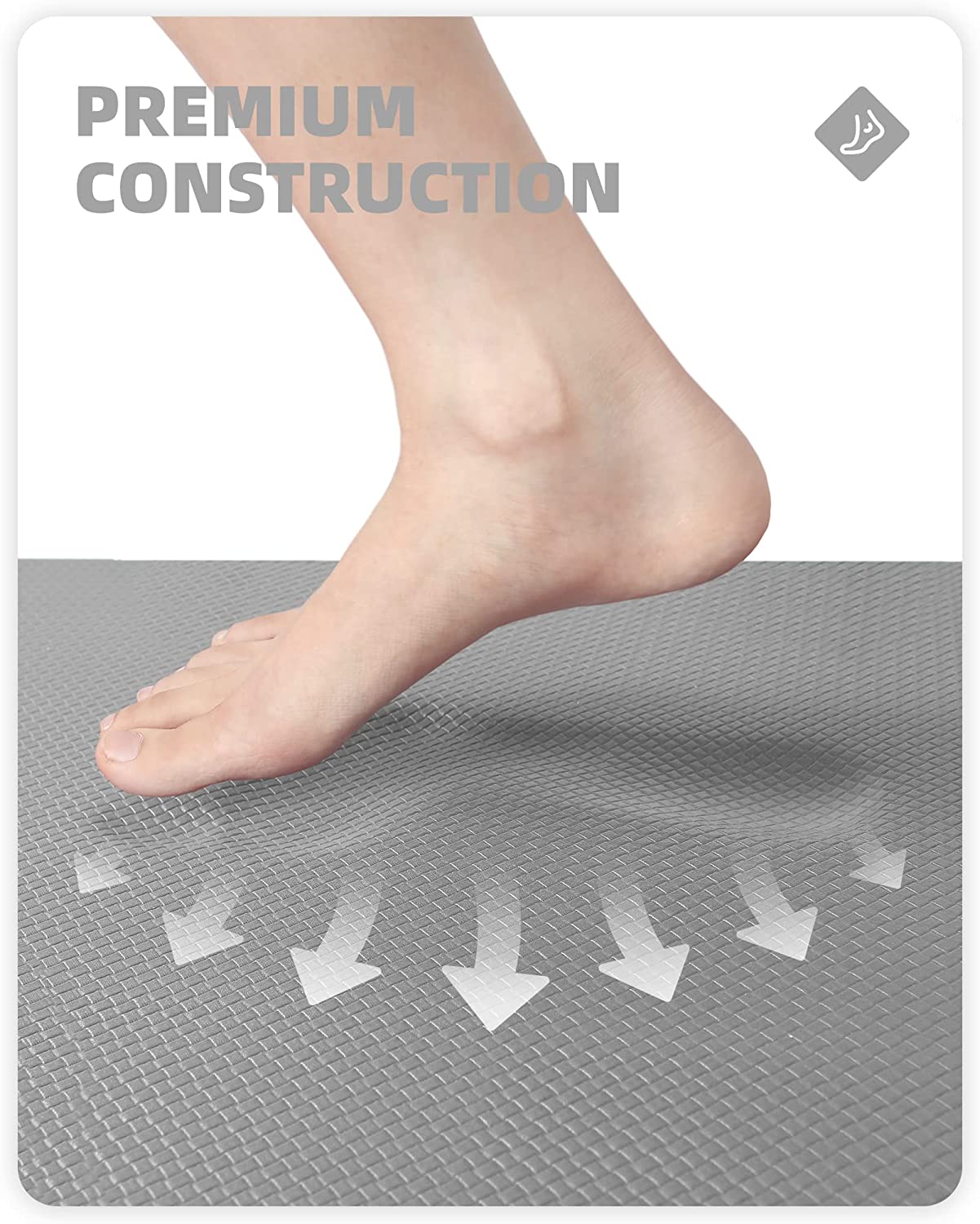 Color&Geometry Kitchen Rugs. Kitchen Rug Set 2 Piece Kitchen Runner Rug Kitchen Floor Mat. Cushioned Anti Fatigue Kitchen Mat Non Skid Waterproof Comfort Standing Kitchen Rug. 17″x29″+17″x59″. Grey