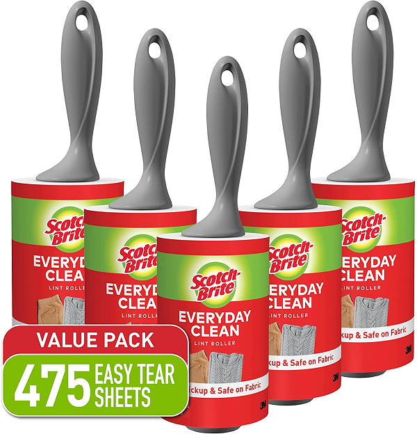 Scotch-Brite Lint Roller Value Pack. Works Great On Pet Hair. 5 Rollers