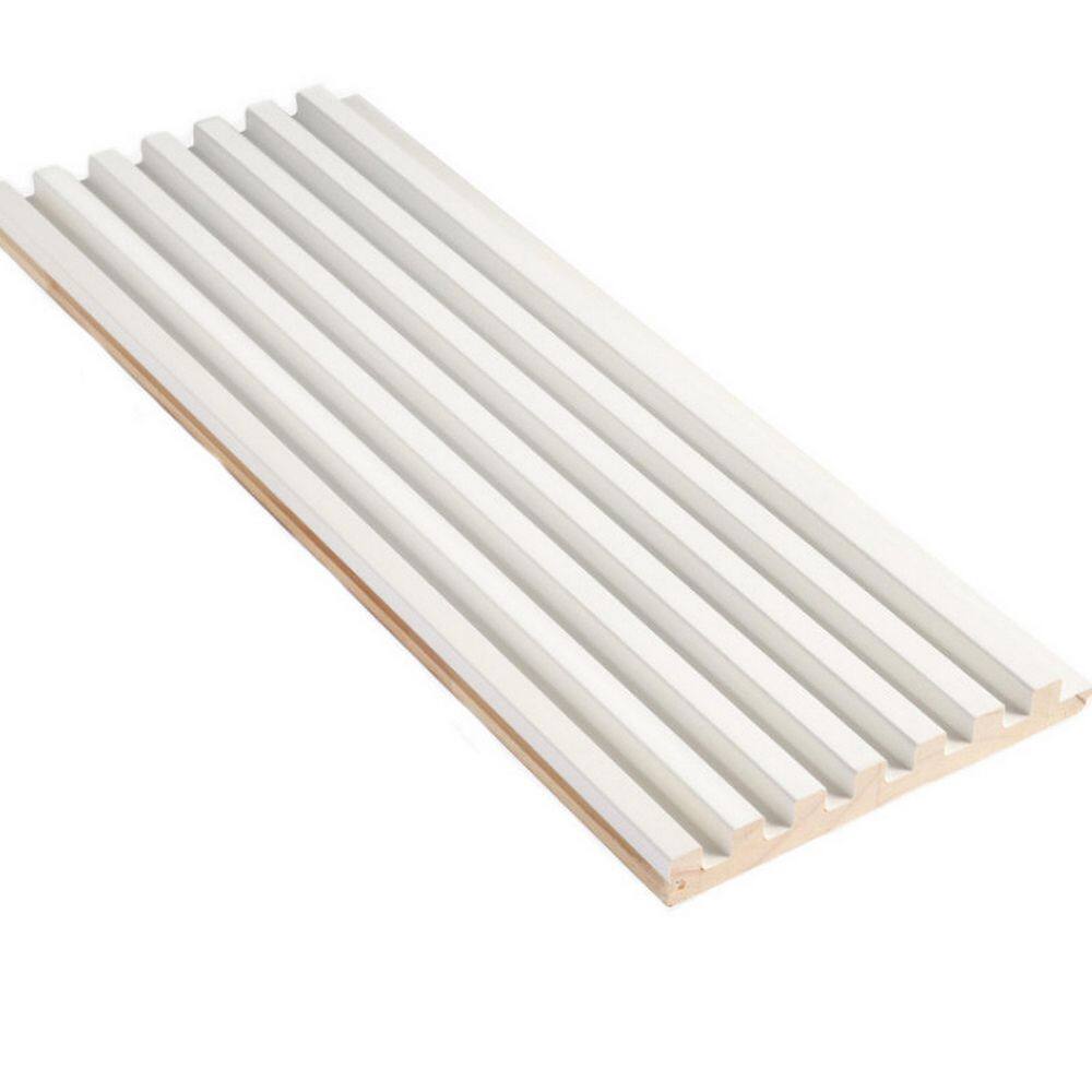 Ejoy CladdingPanel_WC7G_004 106 in. x 6 in x 0.5 in. Solid Wood Wall 7 Grid Cladding Siding Board in Off White Color (Set of 4-Piece)