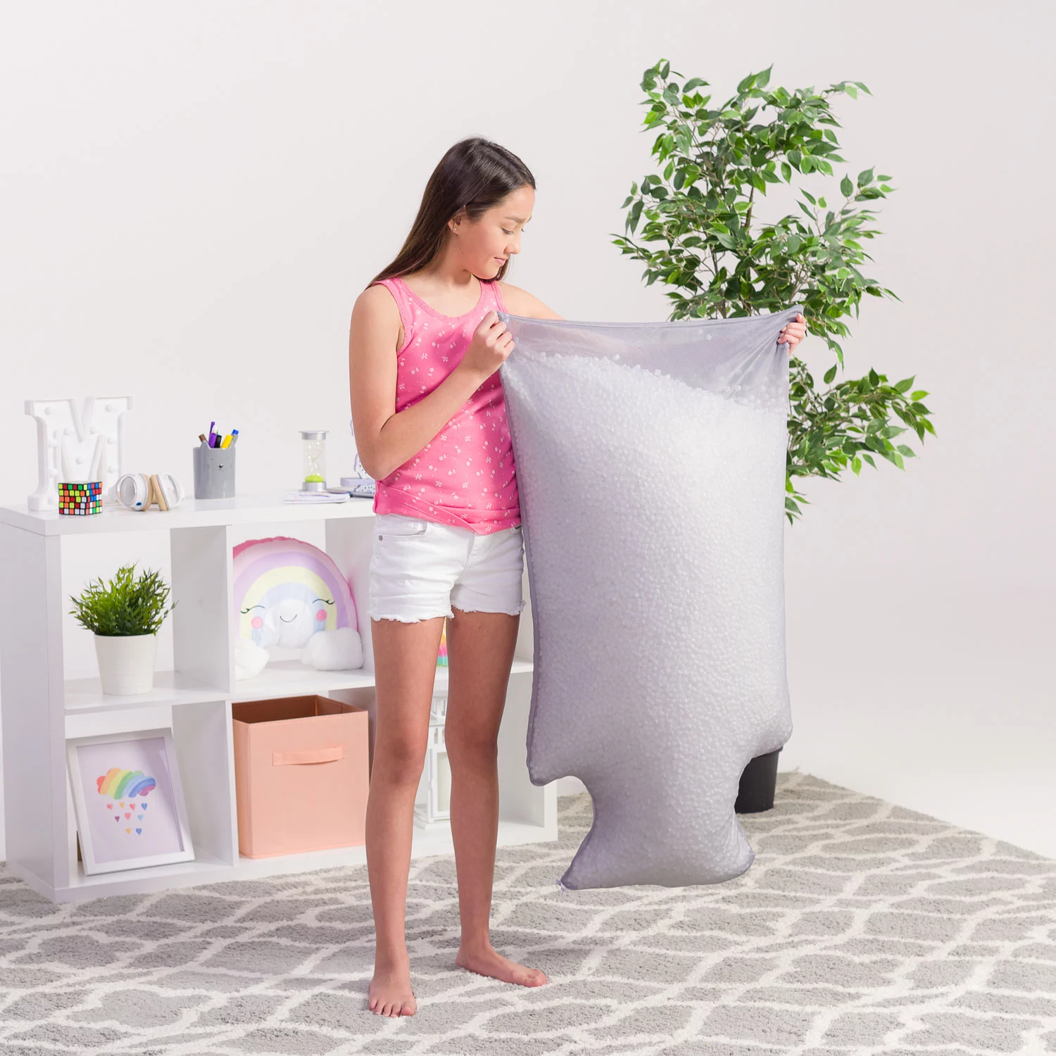 Posh Creations Bean Bag Refill. White with EZ-Pour Zipper Spout. 200L (Basic 100 L - 2 PK)