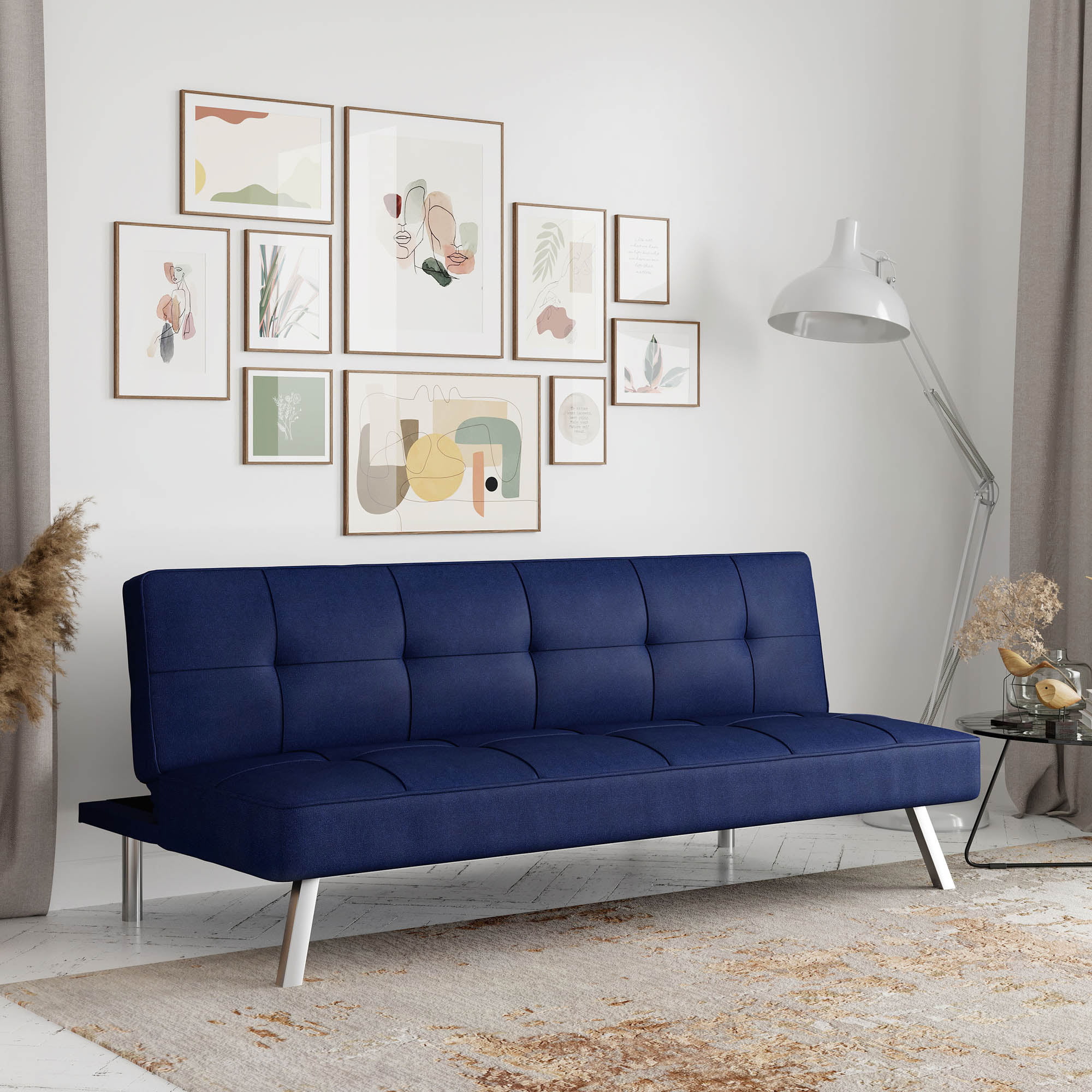 Serta Chelsea Modern Futon. Blue Fabric