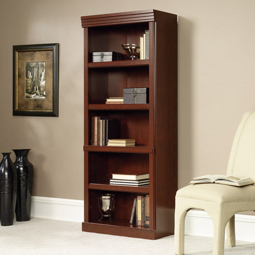 Sauder Heritage Hill 5 Shelf Library Bookcase. Classic Cherry Finish