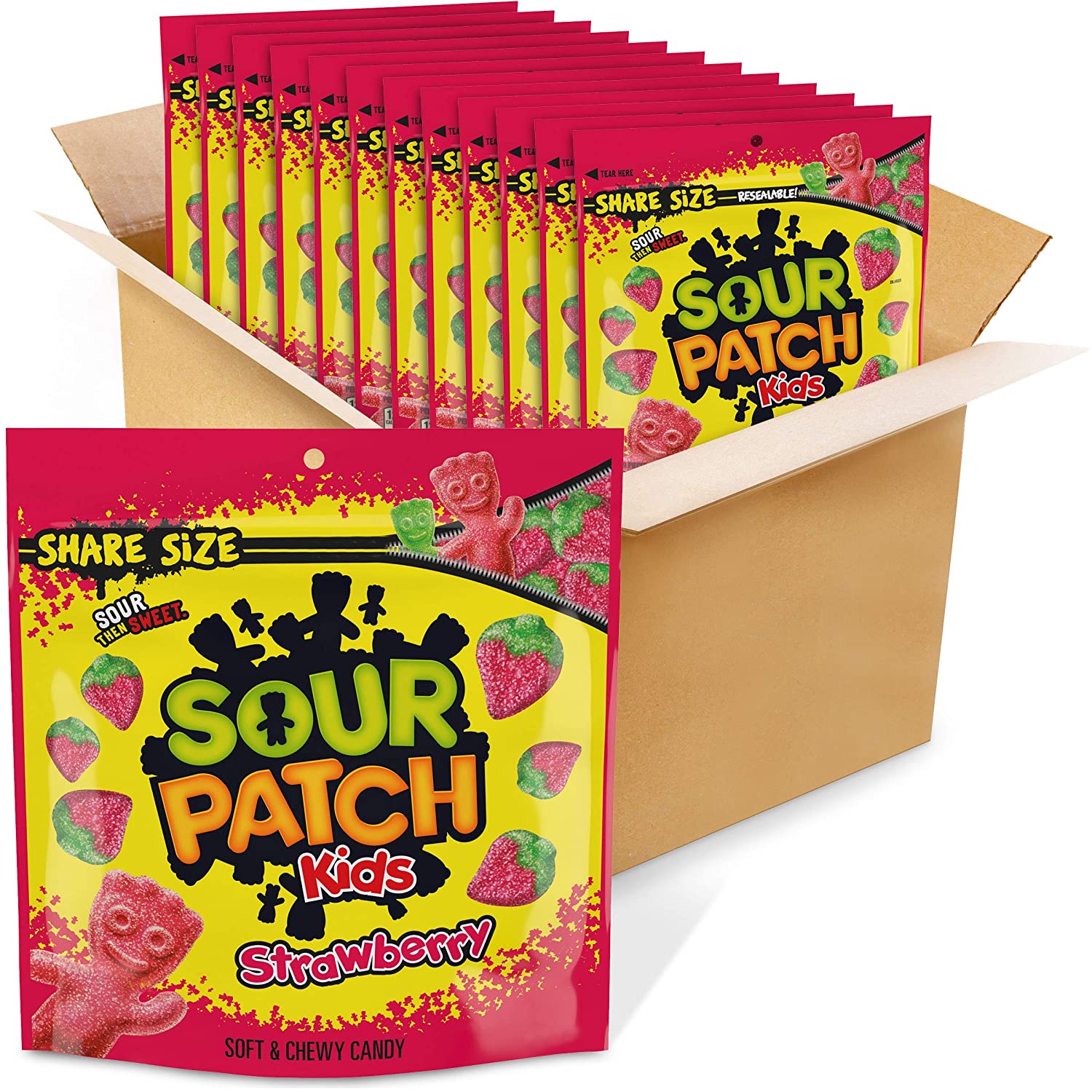 Sour Patch Kids Strawberry Flavor Candy.12 Ounce Bag - Pack of 12