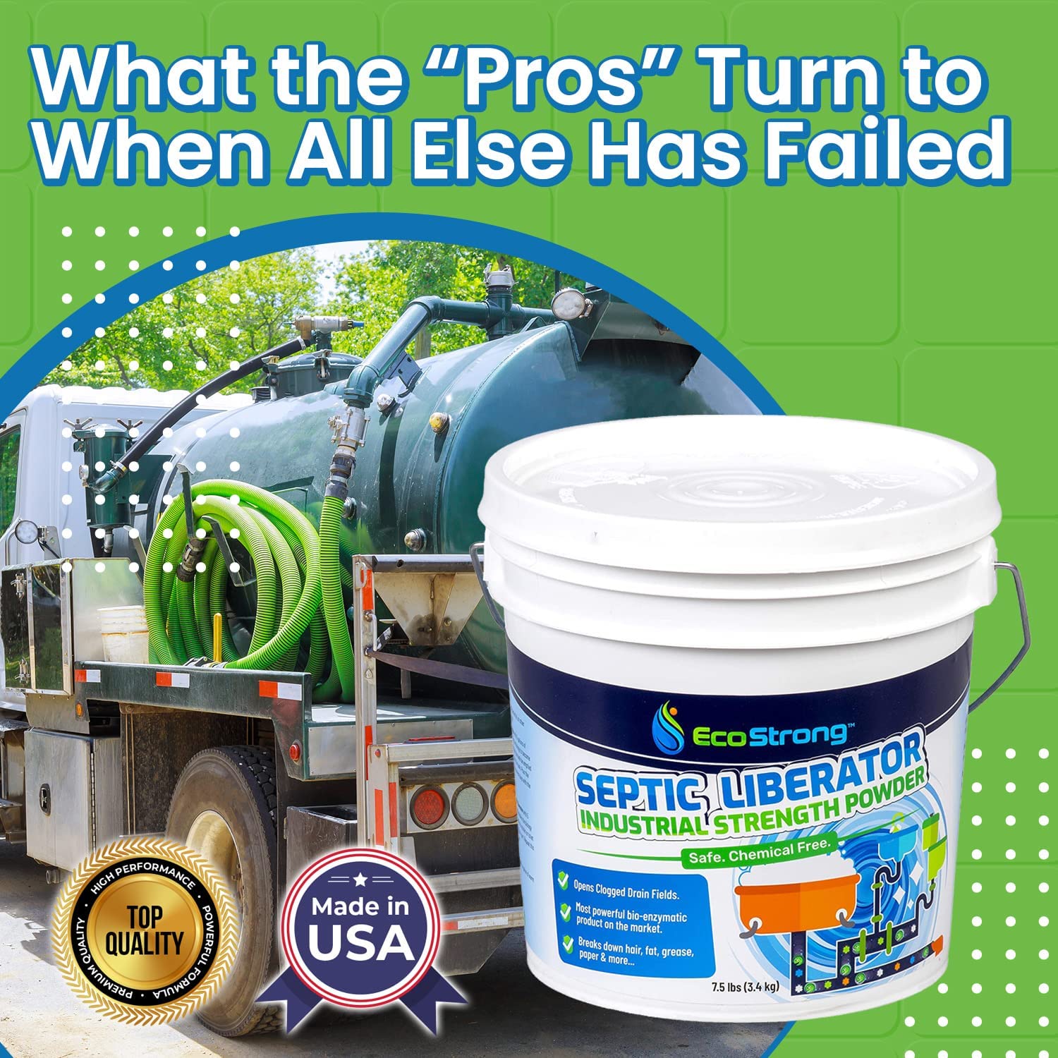 Septic Tank Shock Treatment | Bio Enzyme Septic Safe | Clears Leach & Drain Fields. Dissolves Organic Solids. Grease. Hair - Drain Deodorizer(7.5 LBS)