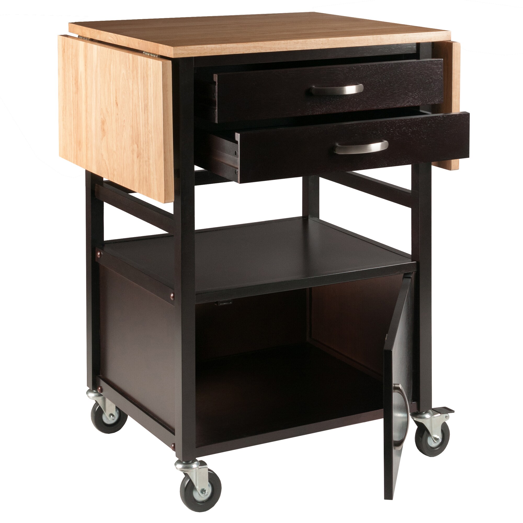 Winsome Wood Wood Base with Wood Top Rolling Kitchen Cart (20.08-in x 43.23-in x 33.54-in)