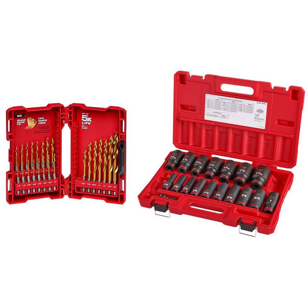 Milwaukee 48-89-4631-49-66-7093 SHOCKWAVE Impact Duty Titanium Drill Bit Set W/1/2 in. Drive SAE Deep Well Impact Socket Set (41-Piece)