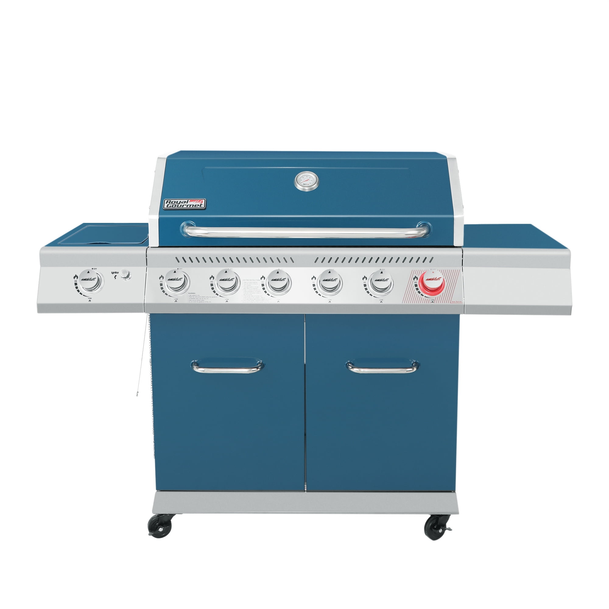 Royal Gourmet GA6402B 6-Burner BBQ Gas Grill with Sear Burner and Side Burner. 74.000 BTU