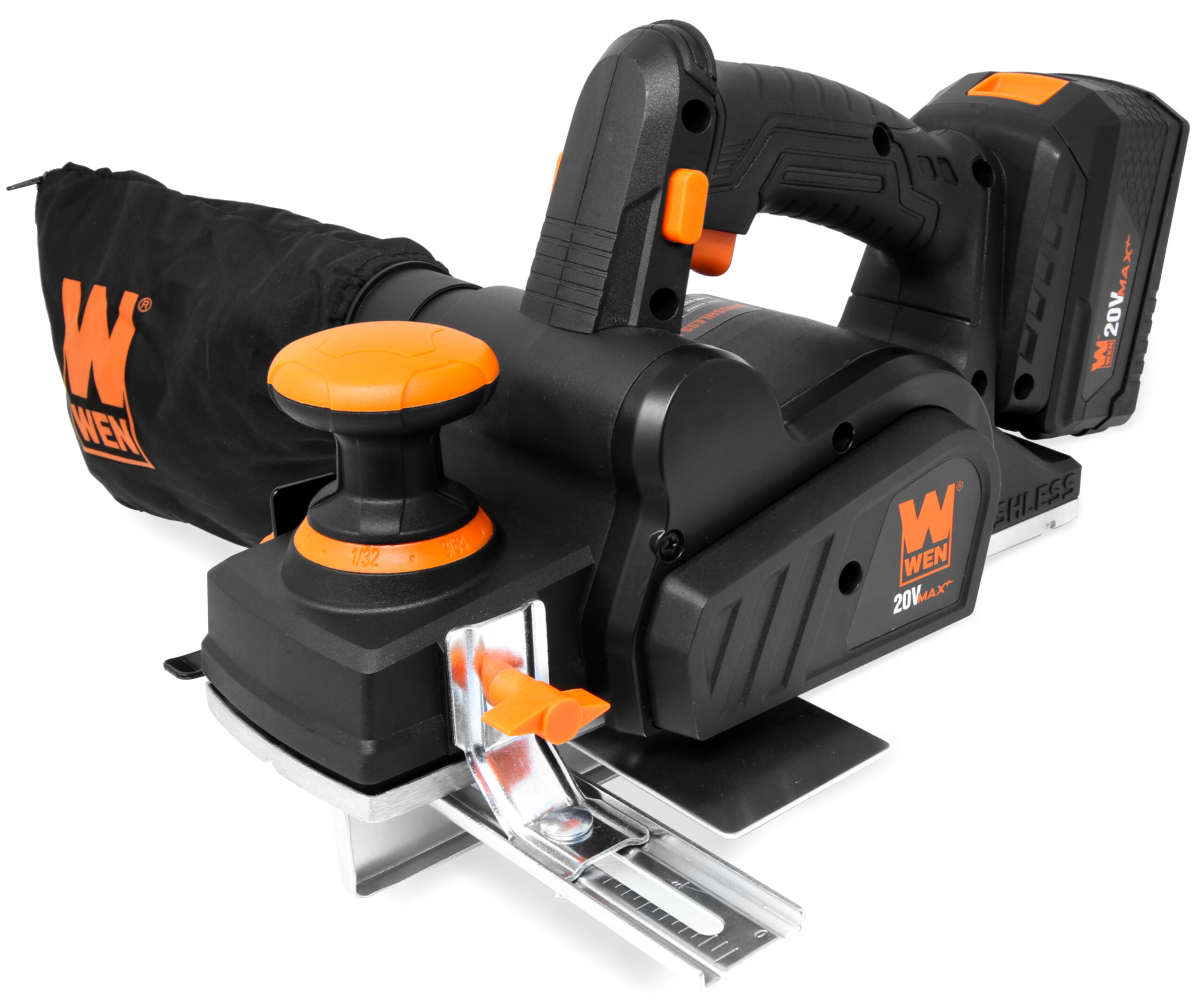 WEN 20V Max Brushless Cordless 3-1/4-Inch Hand Planer with 4.0 Ah Lithium-Ion Battery and Charger