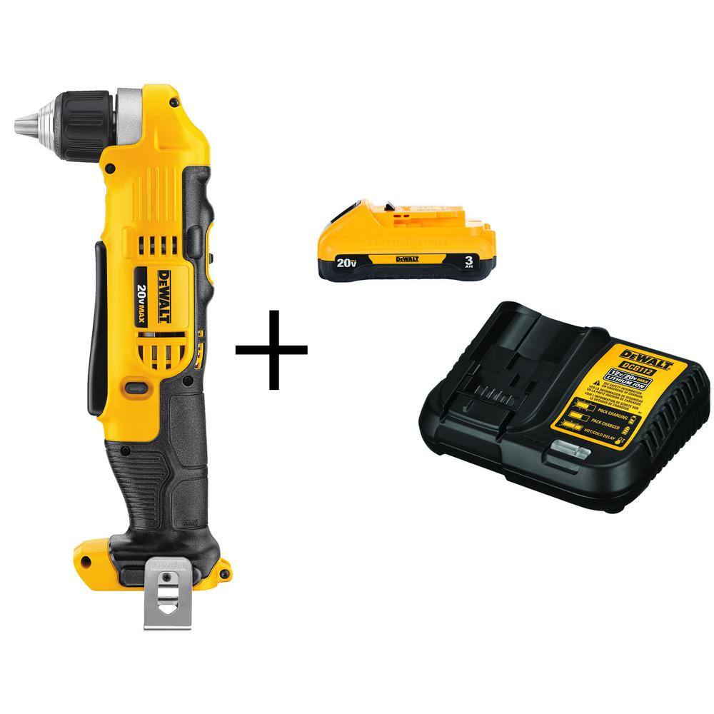 DEWALT DCB230CW740B 20V MAX Cordless 3/8 in. Right Angle Drill/Driver and (1) 20V 3.0Ah Battery and Charger