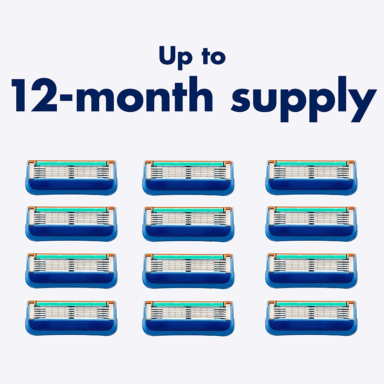 Gillette Fusion5 Mens Razor Blade Refills. 12 Count. Lubrastrip for a More Comfortable Shave