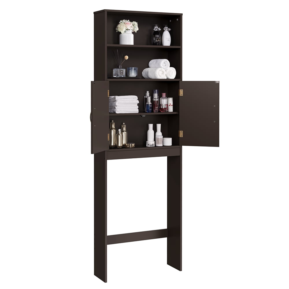 SMILE MART Over Toilet Storage Cabinet 2 Shelves for Bathroom. Espresso. 25''L*8''W*77''H