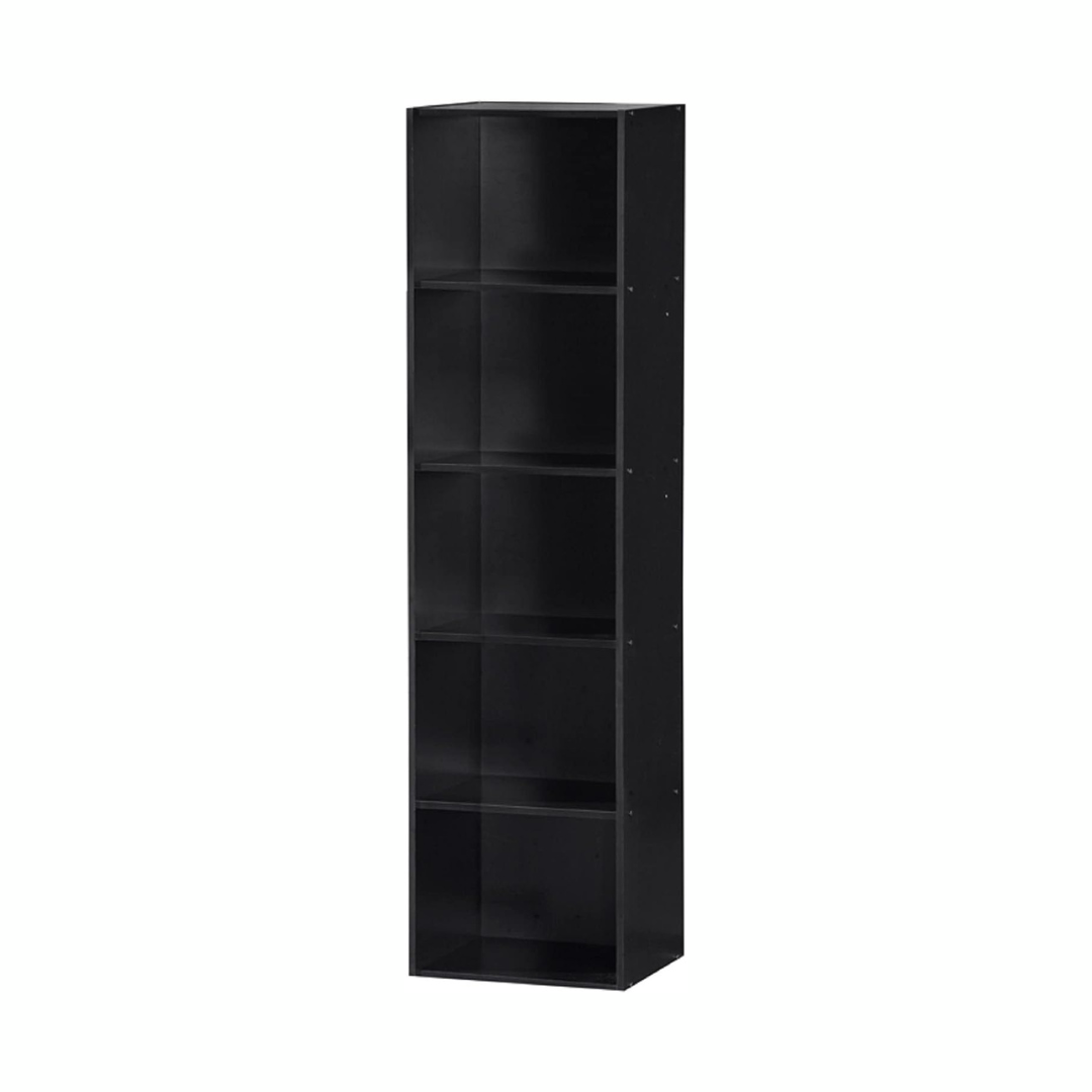 Hodedah Import 5 Shelf Bookcase. Black