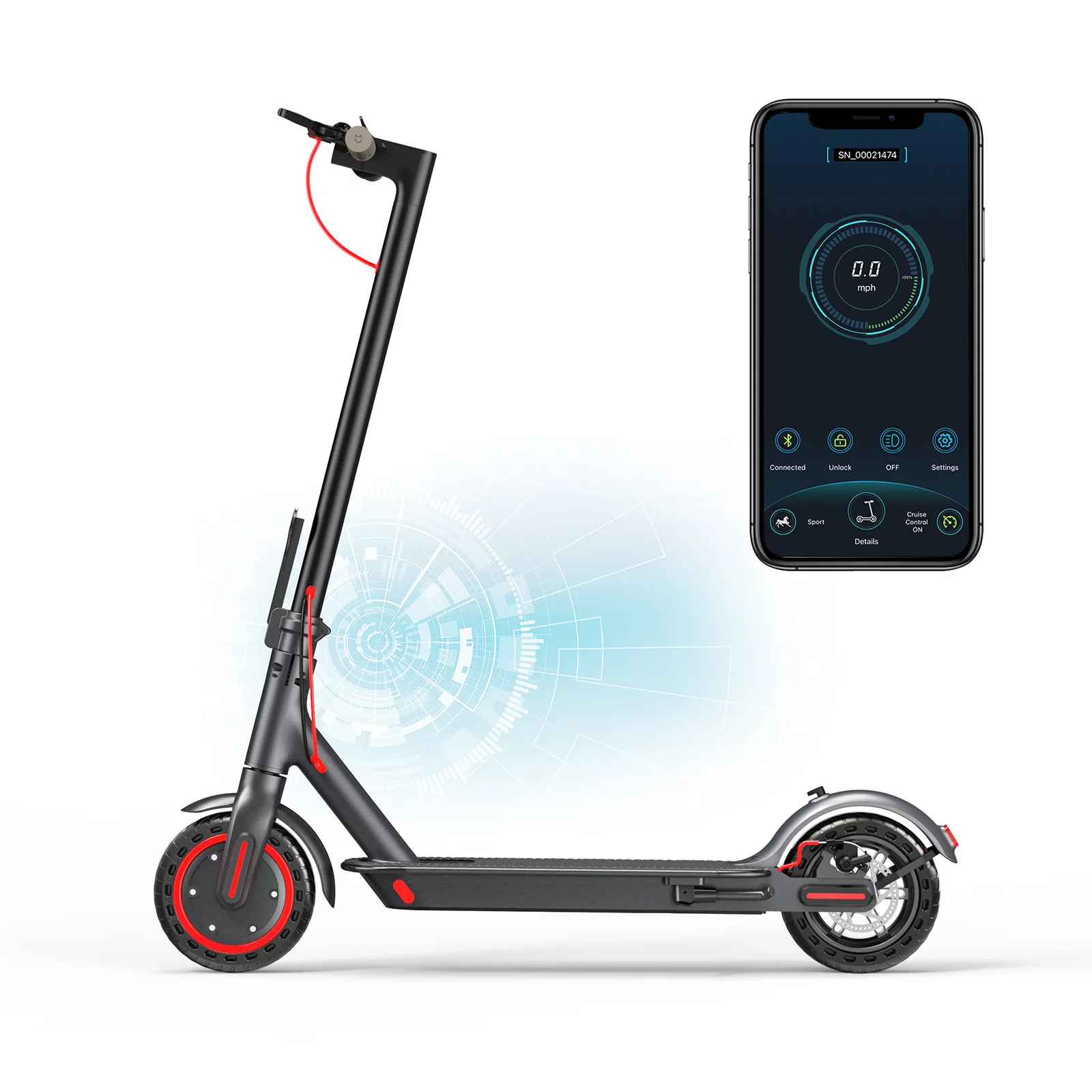 AOVOPRO ES80 350W 8.5′ Foldable Electric Scooter for Adults and Child. 21 Miles Range
