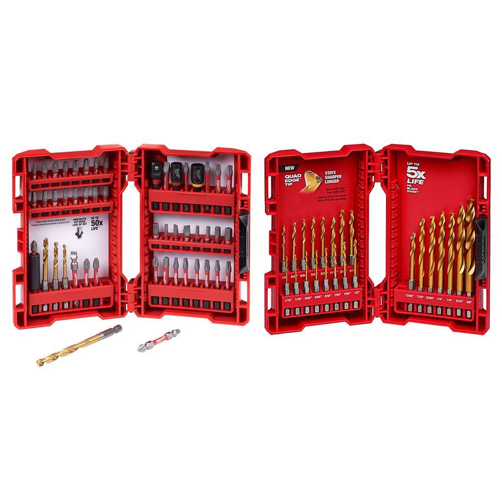 Milwaukee 48-32-4024-48-89-4631 SHOCKWAVE Impact Duty Alloy Steel Screw Driver Bit Set and SHOCKWAVE Impact Duty Titanium Drill Bit Set (73-Piece)