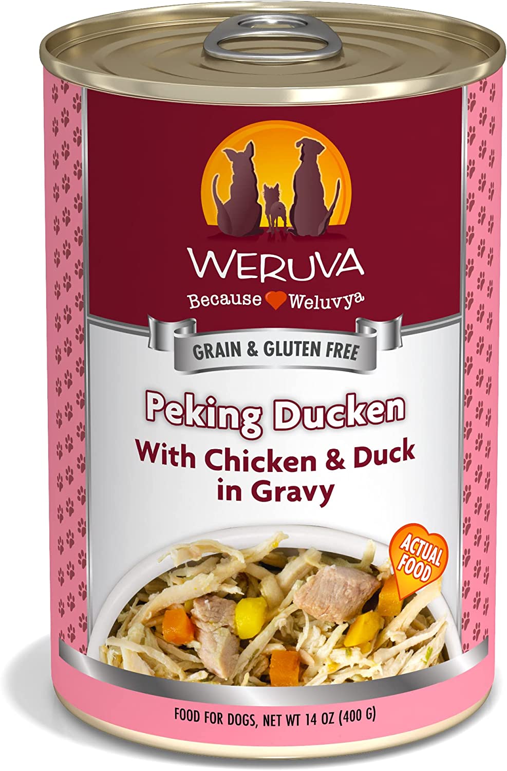 Weruva Peking Ducken with Chicken & Duck in Gravy Grain-Free Canned Dog Food 14 Ounce (Pack of 12)