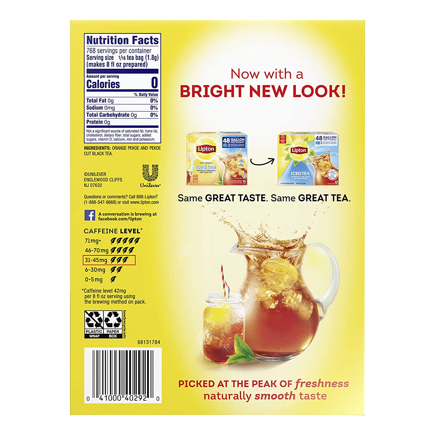Lipton Iced Tea Bags Unsweetened. 48 Oz 48 Count. Standard