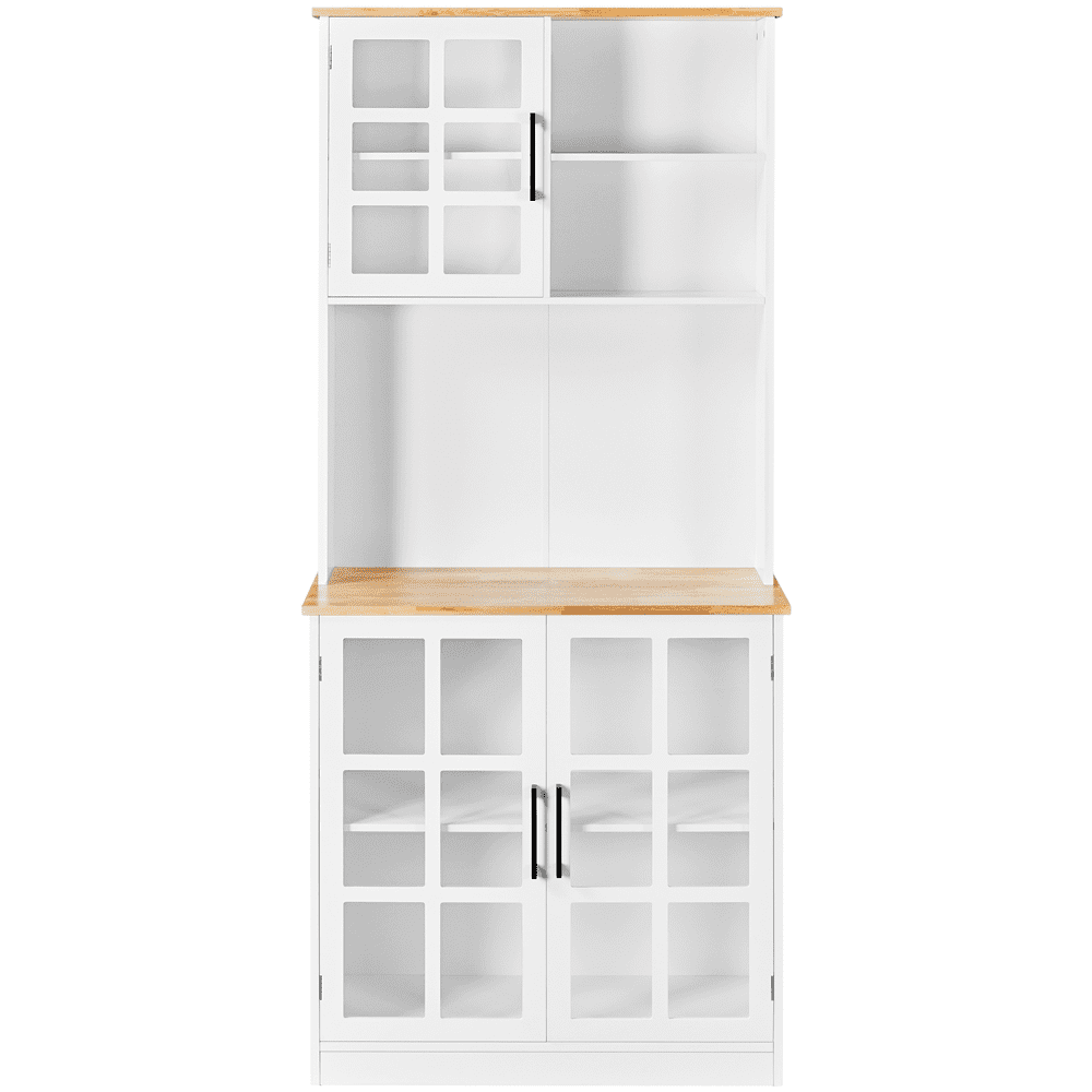 Topeakmart Kitchen Pantry with 3 Cabinets & 2 Open Shelves. White