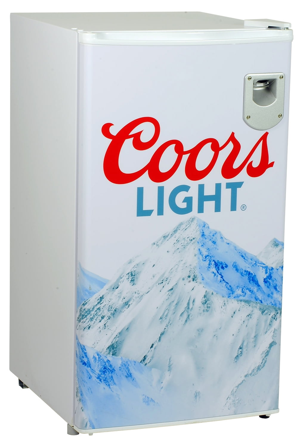 Coors Light Compact Fridge with Bottle Opener. 90 L/ 95 Quart 3.2 Cubic Foot for Snacks. Beverages. Juice. Beer. Den. Dorm. Office. Games Room. or RV