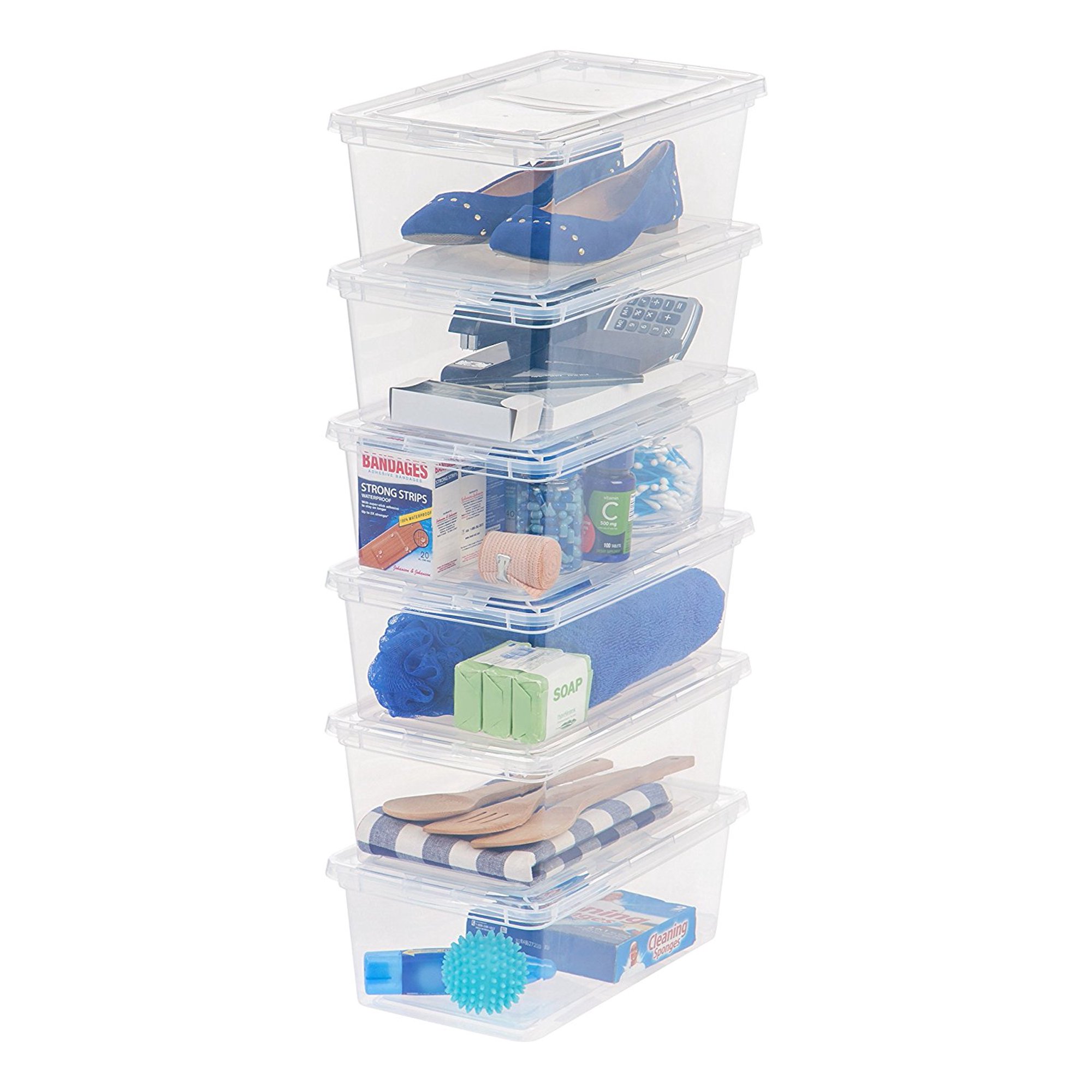 IRIS USA 6 Qt Clear Plastic Craft Storage Latch Box. 6 Pack