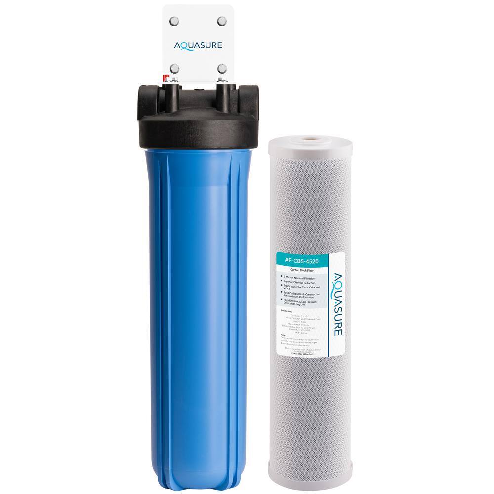 AQUASURE AS-F120CB5 Fortitude High Flow Whole House 5 Micron Carbon Block Water Treatment System 20 in. x 4.5 in.