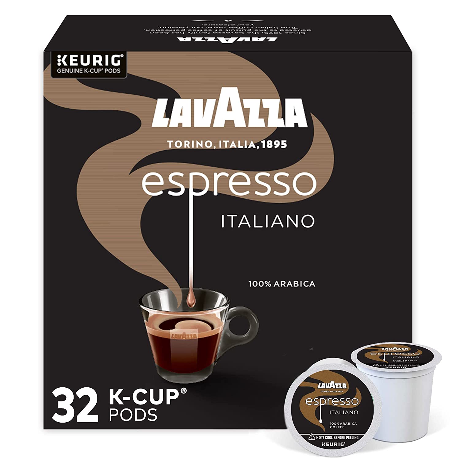 Lavazza Espresso Italiano Single-Serve Coffee K-Cups for Keurig Brewer. Medium Roast. Espresso Italiano .100% Arabica. Value Pack. 32 Count