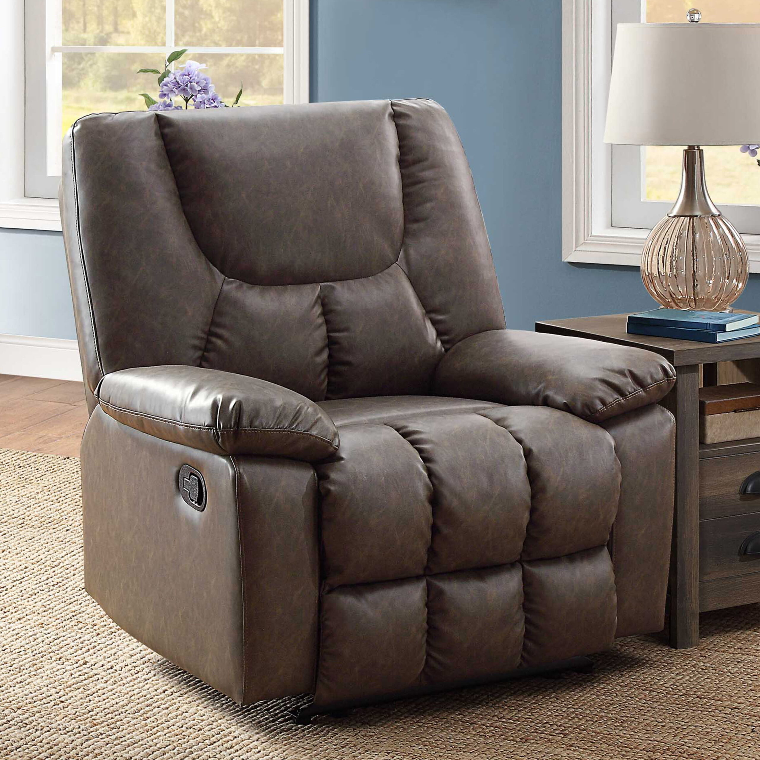 Serta Big & Comfortable Recliner. Supports up to 350 lbs. Brown Faux Leather
