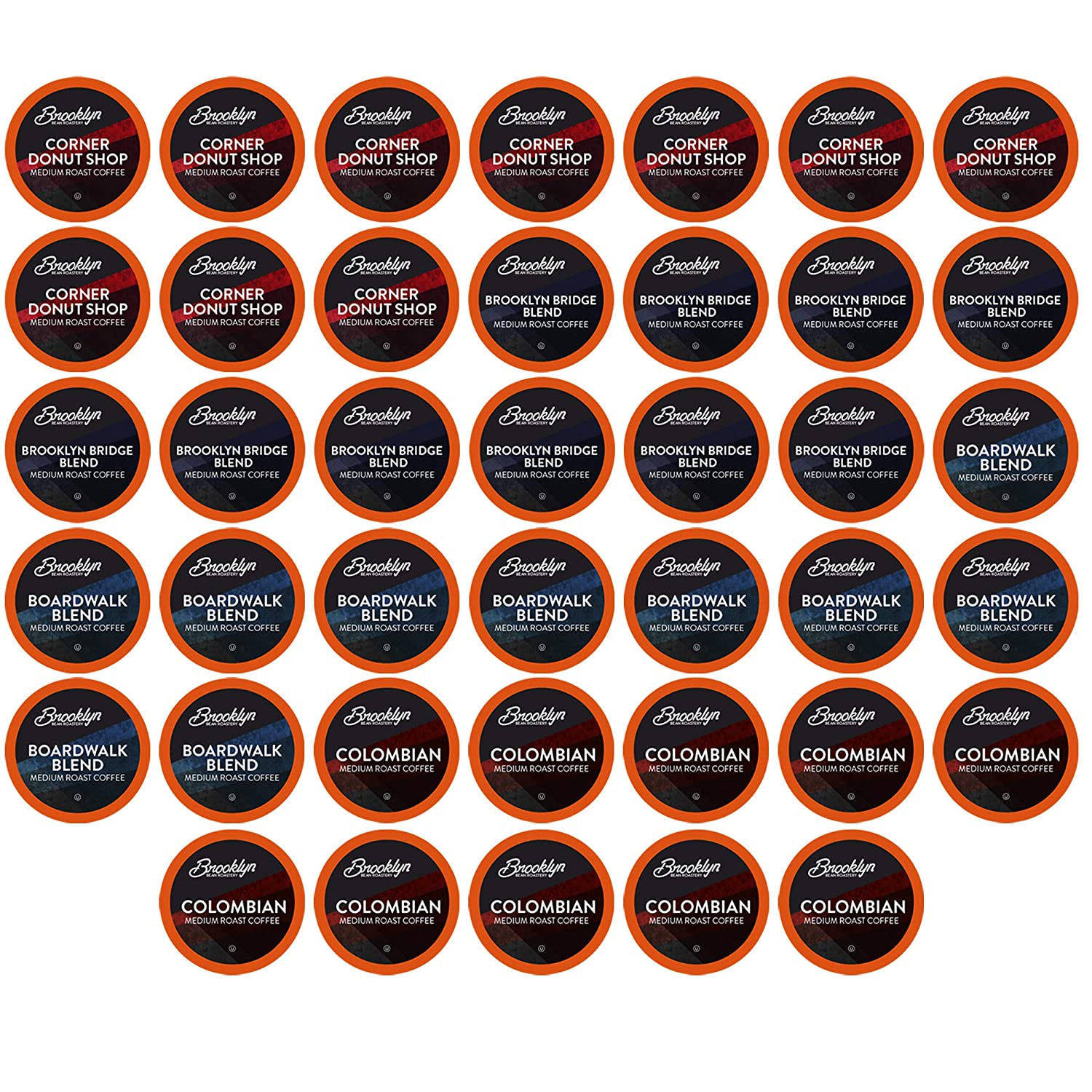 Brooklyn Beans Coffee Pods Medium Roast Gourmet Variety Pack. Compatible with 2.0 Keurig K Cup Brewers. 40 Count