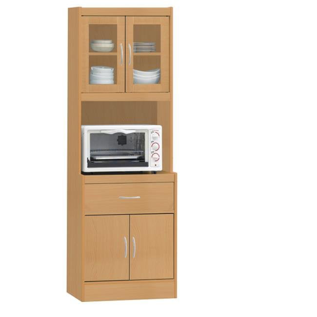 Hodedah Kitchen Cabinet with 1-Drawer. plus Space for Microwave in Beech